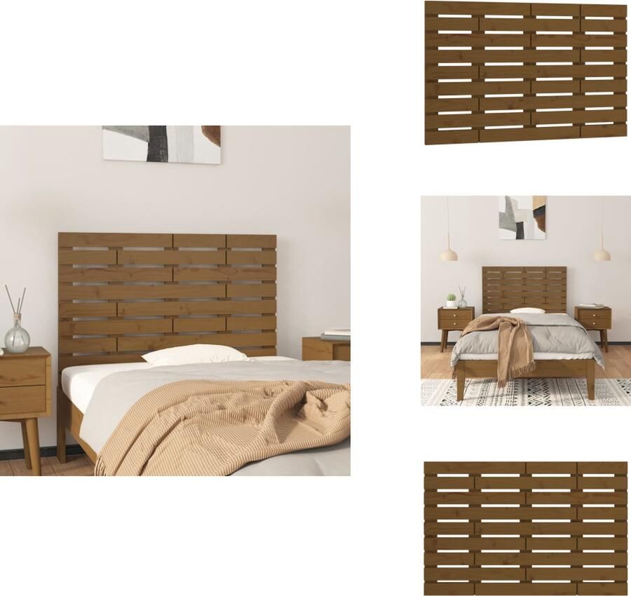 VidaXL Wandhoofdbord Wandhoofdborden Hoofdeinde Hoofdeindes Hoofdbord wandmontage 81x3x63 cm massief grenenhout honingbruin