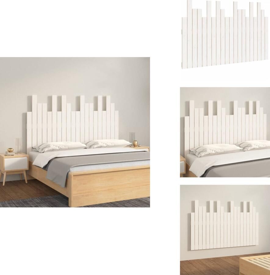 VidaXL Wandhoofdbord Wandhoofdborden Hoofdeinde Hoofdeindes Hoofdbord wandmontage 127 5x3x80 cm massief grenenhout wit
