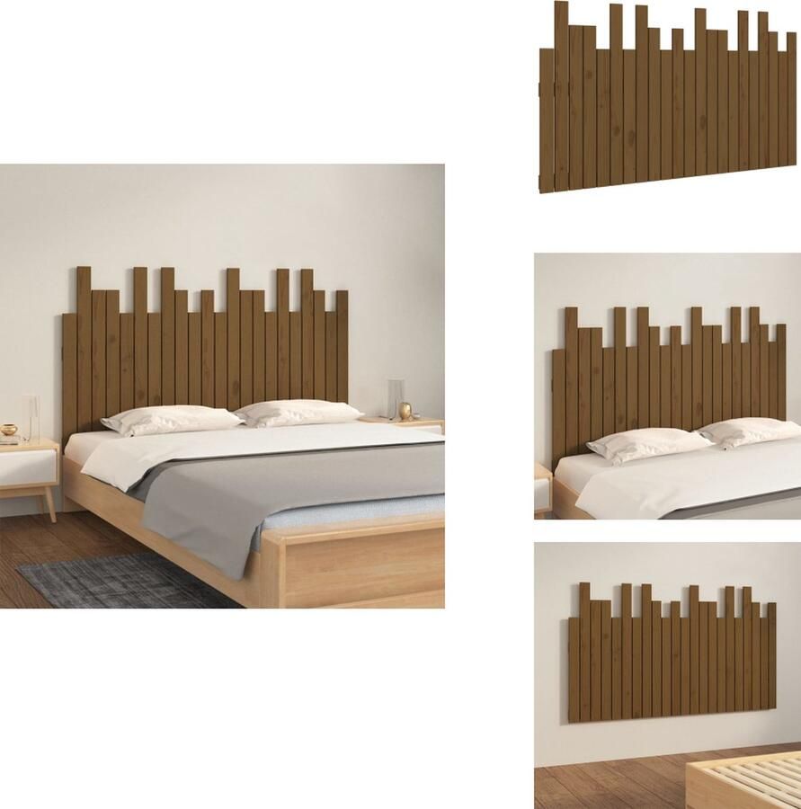 VidaXL Wandhoofdbord Wandhoofdborden Hoofdeinde Hoofdeindes Hoofdbord wandmontage 140x3x80 cm grenenhout honingbruin