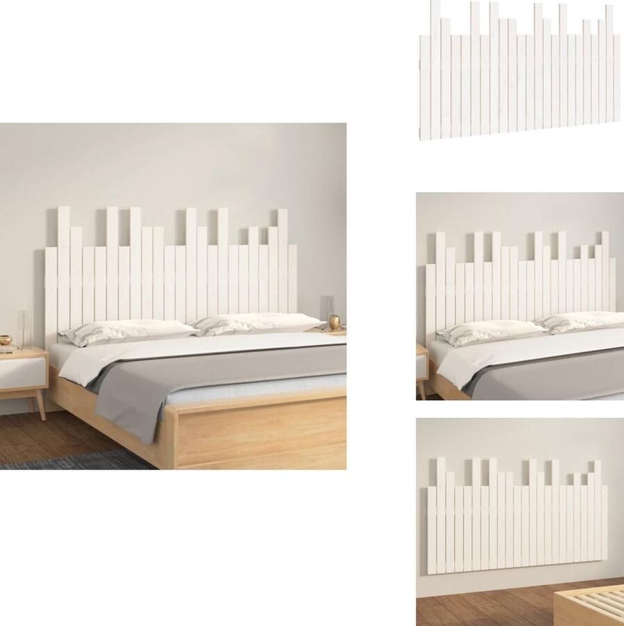 VidaXL Wandhoofdbord Wandhoofdborden Hoofdeinde Hoofdeindes Hoofdbord wandmontage 146 5x3x80 cm massief grenenhout wit