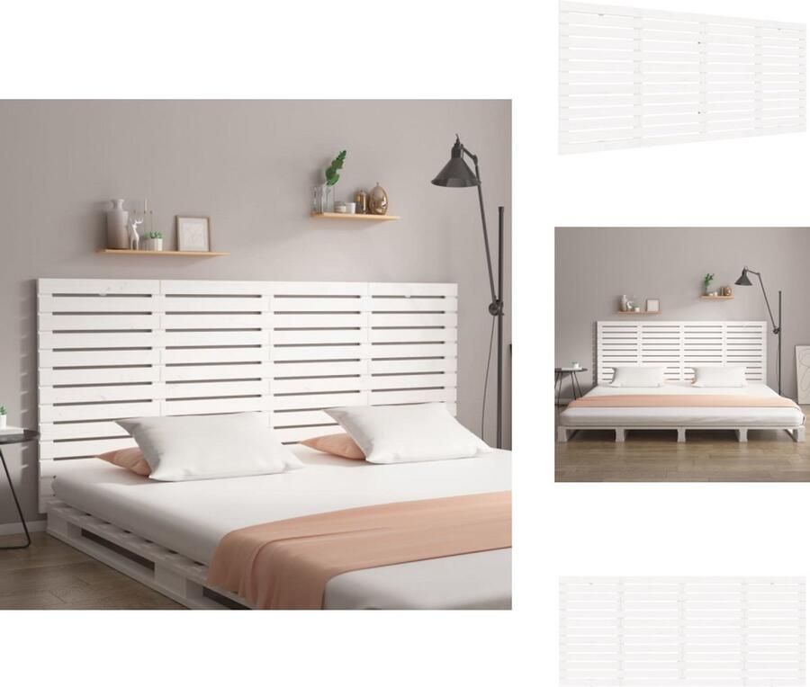 VidaXL Wandhoofdbord Wandhoofdborden Hoofdeinde Hoofdeindes Hoofdbord wandmontage 166x3x91 5 cm massief grenenhout wit