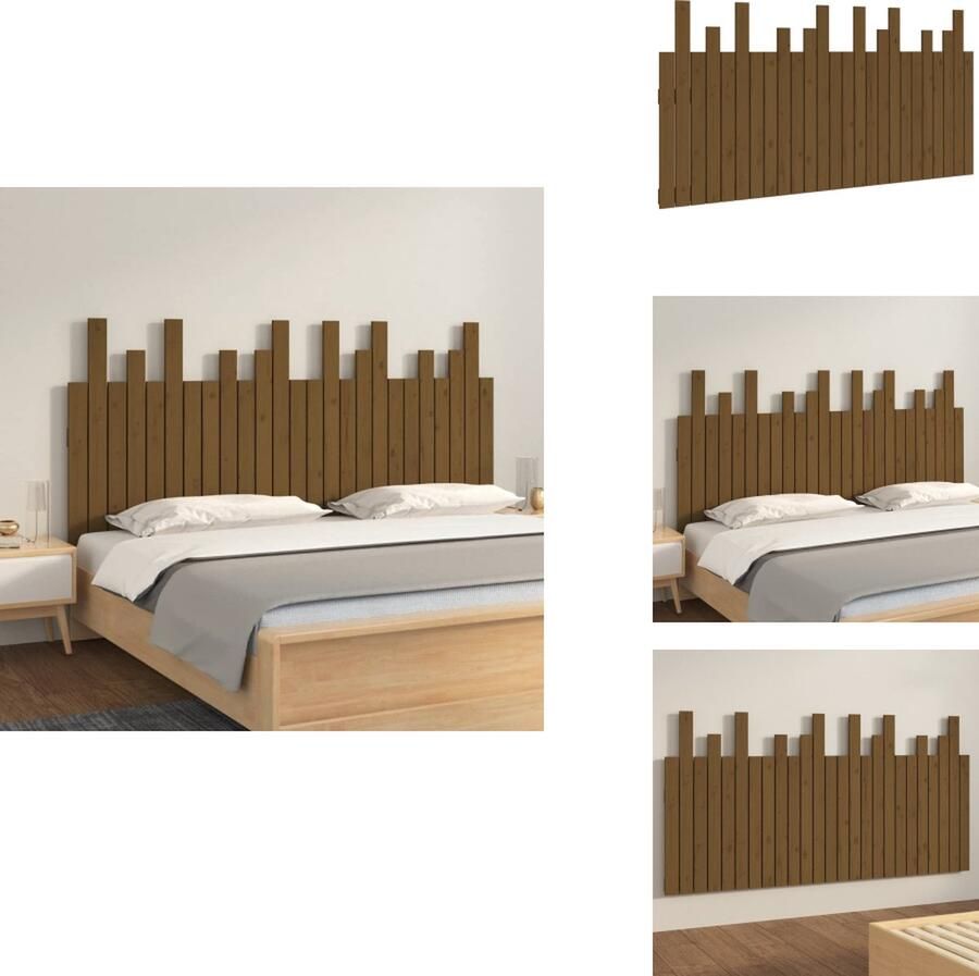 VidaXL Wandhoofdbord Wandhoofdborden Hoofdeinde Hoofdeindes Hoofdbord wandmontage 159 5x3x80 cm grenenhout honingbruin
