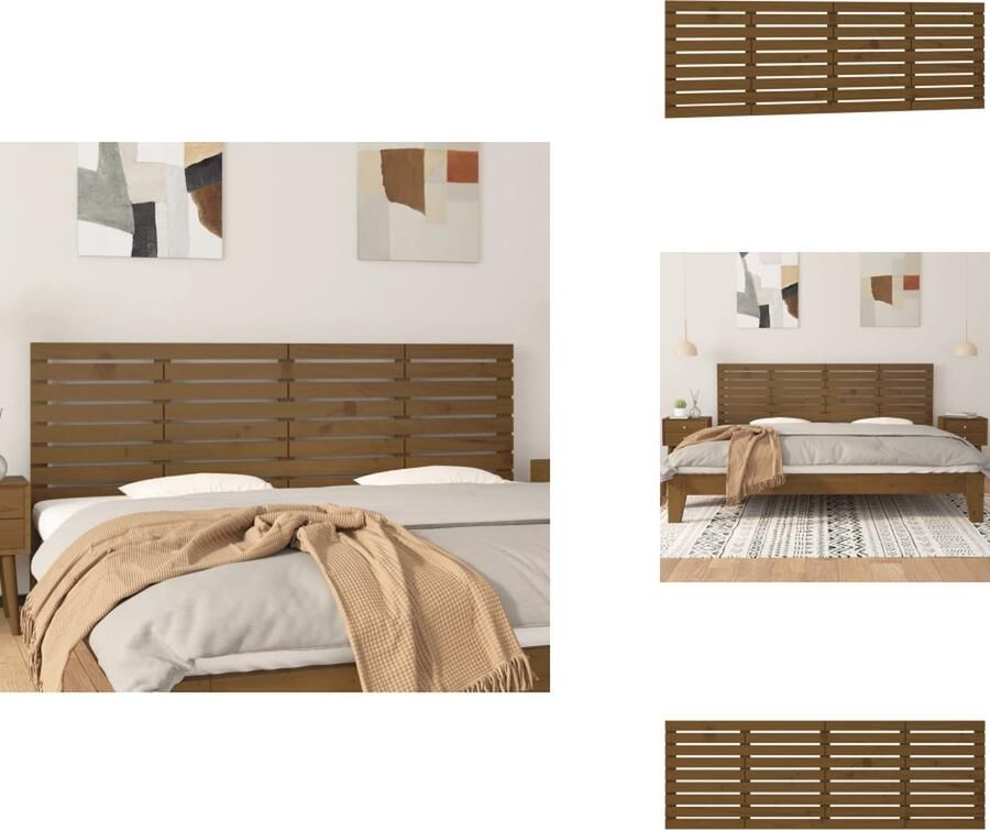 VidaXL Wandhoofdbord Wandhoofdborden Hoofdeinde Hoofdeindes Hoofdbord wandmontage 206x3x63 cm grenenhout honingbruin
