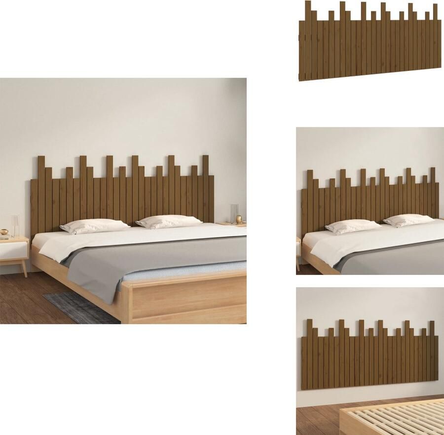 VidaXL Wandhoofdbord Wandhoofdborden Hoofdeinde Hoofdeindes Hoofdbord wandmontage 185x3x80 cm grenenhout honingbruin