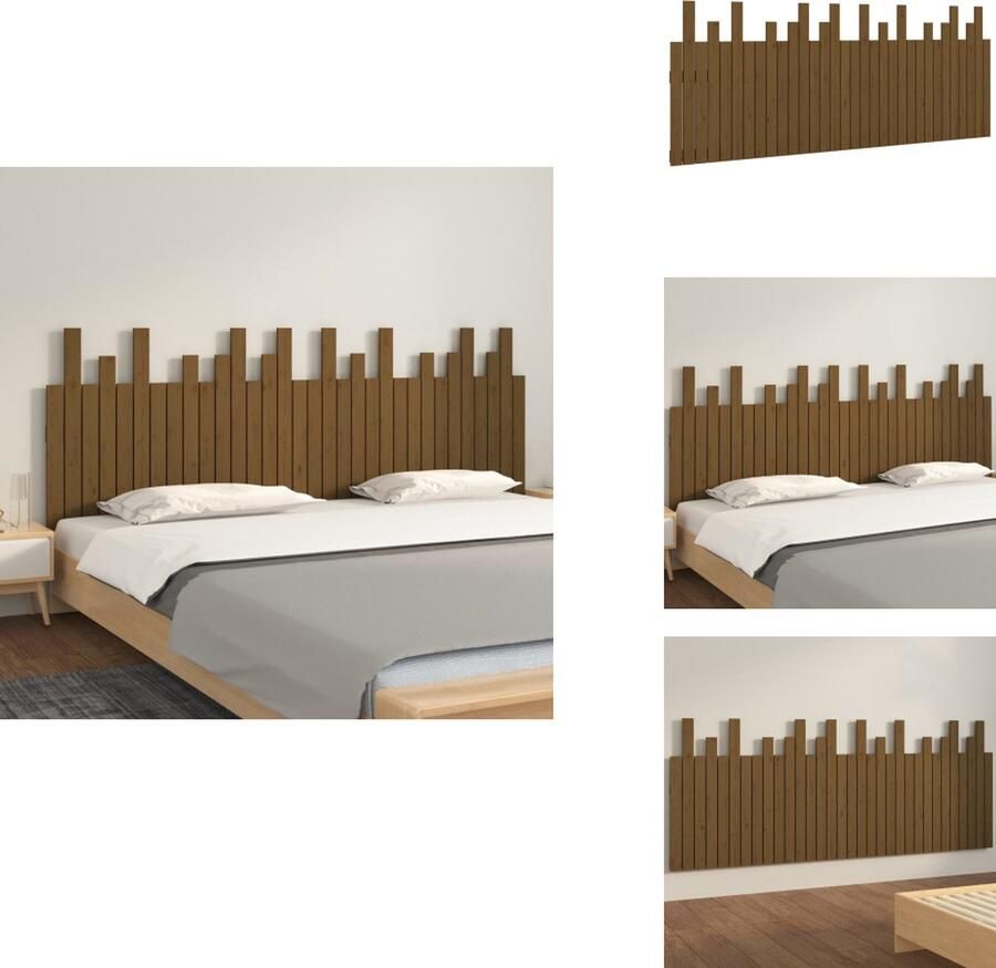 VidaXL Wandhoofdbord Massief Grenenhout Klassiek Design Geschikt voor bedden zonder hoofdeinde 204x3x80cm (LxBxH) Bedonderdeel