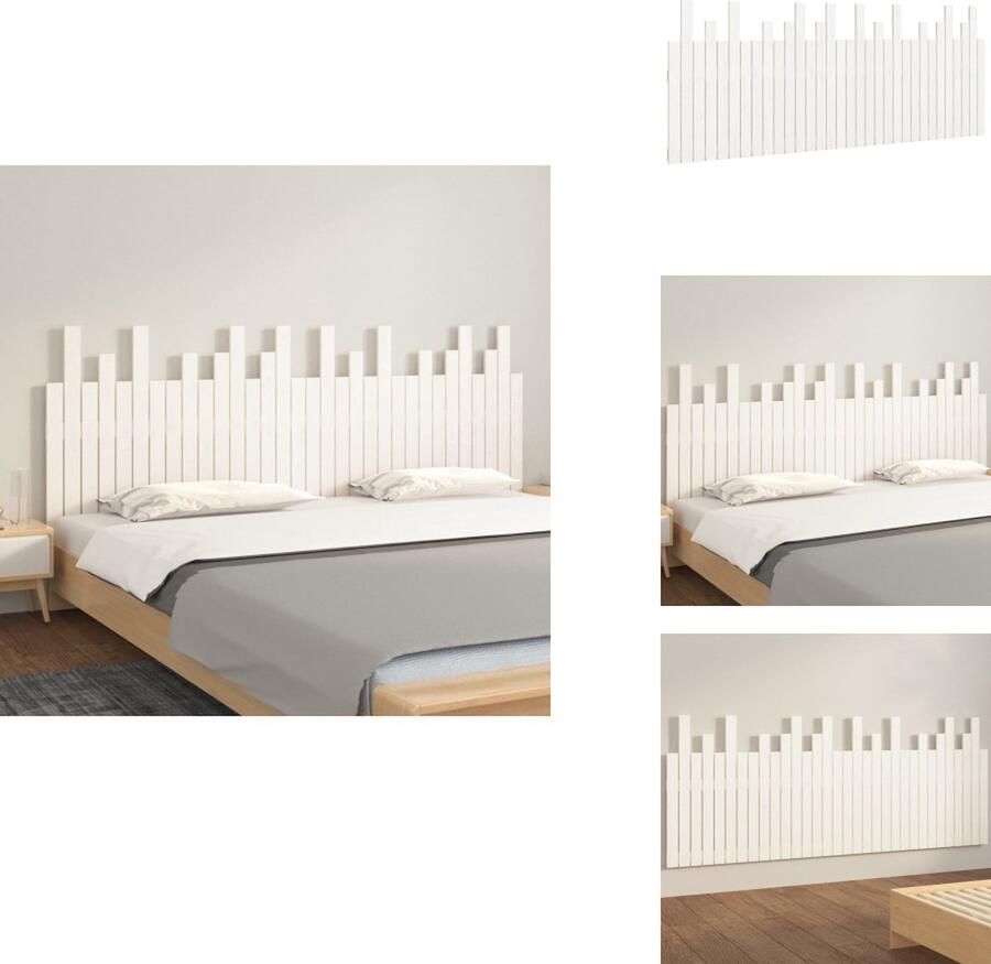 VidaXL Wandhoofdbord Wandhoofdborden Hoofdeinde Hoofdeindes Hoofdbord wandmontage 204x3x80 cm massief grenenhout wit