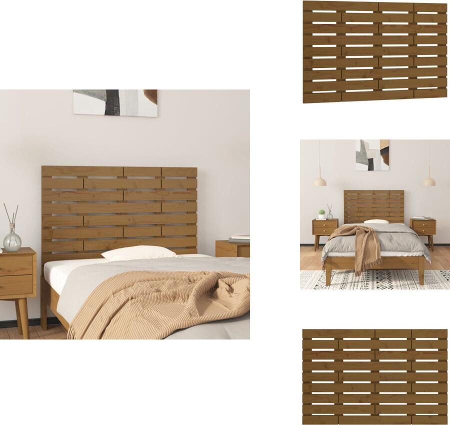 VidaXL Hoofdbord wandmontage 96x3x63 cm massief grenenhout honingbruin - Foto 2