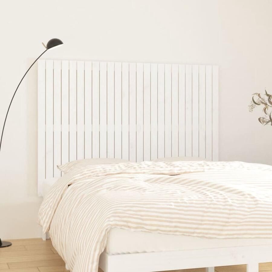 VidaXL Wandhoofdbord Wit Grenenhout 160x3x110 cm Wanddecoratie Hoofdbord Slaapkamervloer Houtmeubilair Klassieke Meubels Grenenhouten Meubel Wit Interieur - Foto 2