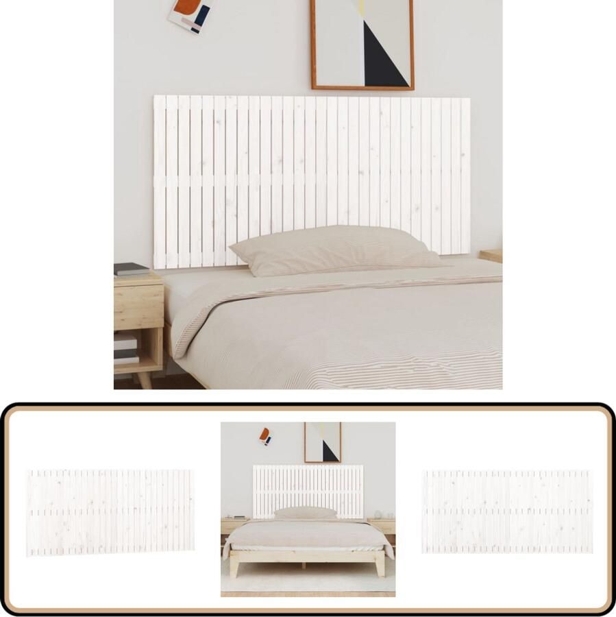 VidaXL Wandhoofdbord Wit Grenenhout 185x90cm Wandlamp Hoofddekens Slaap Accessoires Beddingset Kamerdecoratie Klassieke Meubels Grenenhouten Meubel