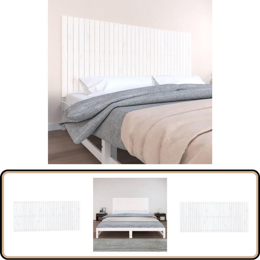 VidaXL Wandhoofdbord Wit Grenenhout 204x90 cm Wanddecoratie Hoofdbord Slaapkamers Hout Grenenhout Modern Minimalistisch Wit