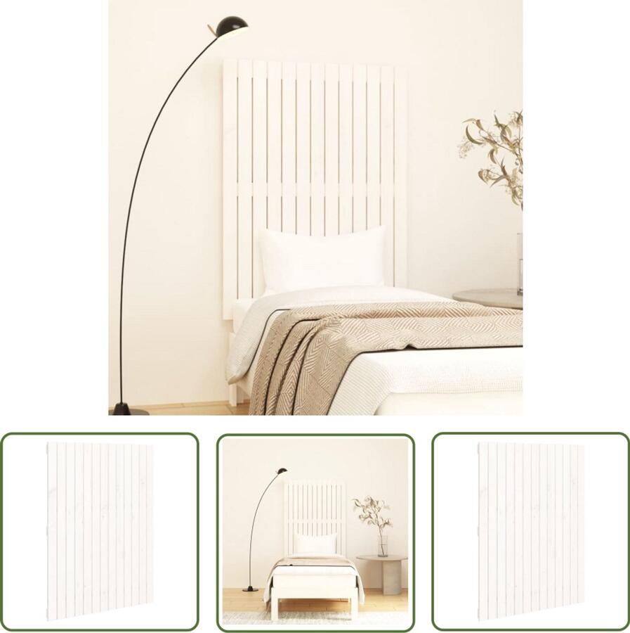 VidaXL Wandhoofdbord Wit Massief Grenenhout Wandlamp Headboard Slaapkamer Decoratie Hout Meubilair Vintage Style Modern Design