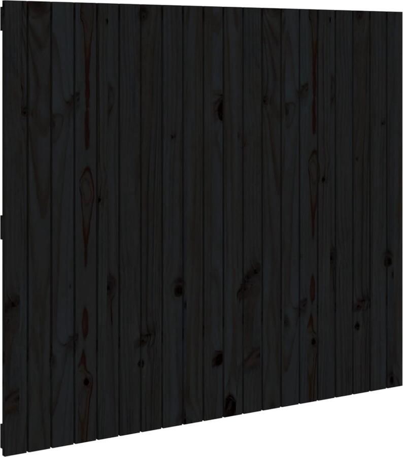 VidaXL Wandhoofdbord Zwart Massief Grenenhout Wanddecoratie Hoofdbord Slaapkamermeubilair Hout Grenenhout Zwart Minimalistisch Industrieel - Foto 2