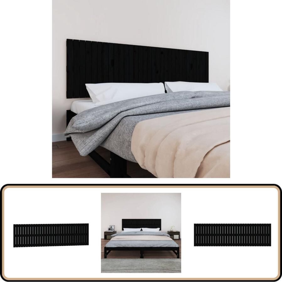 VidaXL Wandhoofdbord Zwart Massief Grenenhout Wandhoofdbord Hoofdbord Grenenhout Zwart Minimalistisch Landelijke Stijl Vintage Bedroom Decor