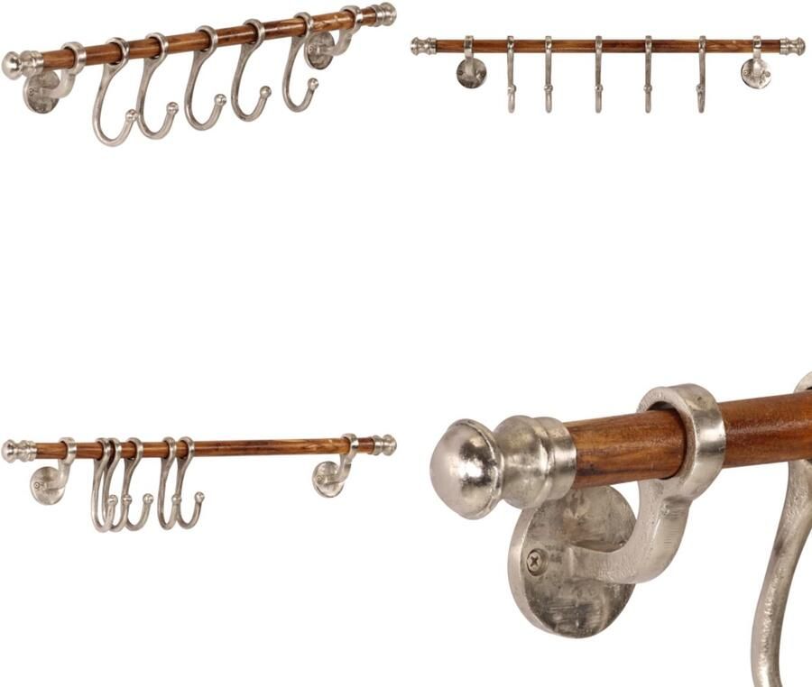 VidaXL Wandkapstok 75x15 cm aluminium Kapstok Kapstokken Kledingrek Jassenrek