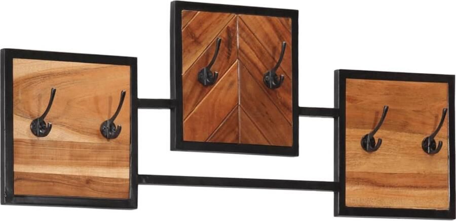 VidaXL -Wandkapstok-90x1x35-cm-massief-acaciahout-en-ijzer