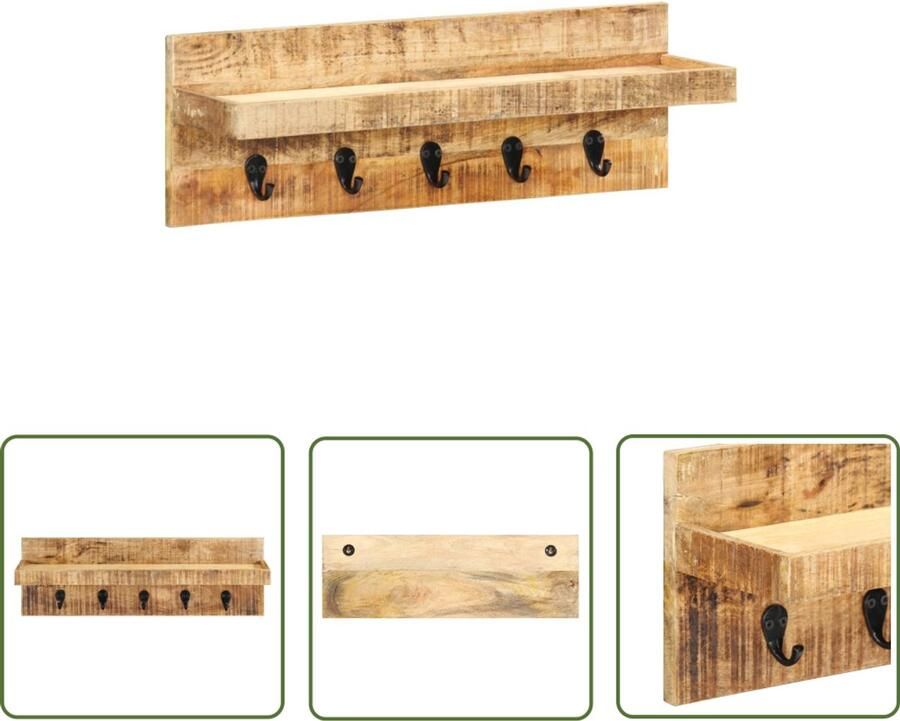 VidaXL -Wandkapstok-60x15x20-cm-massief-ruw-mangohout - Foto 3