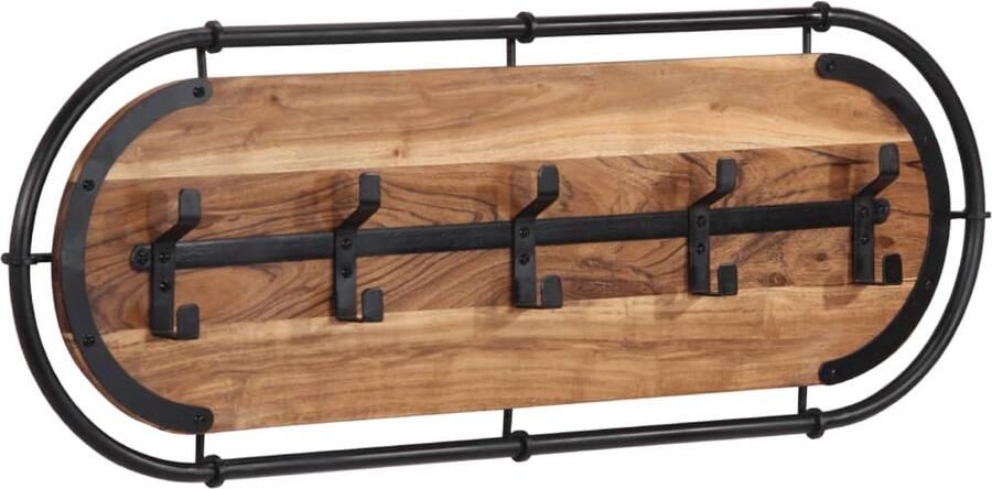 VidaXL Wandkapstok met 5 haken massief acaciahout