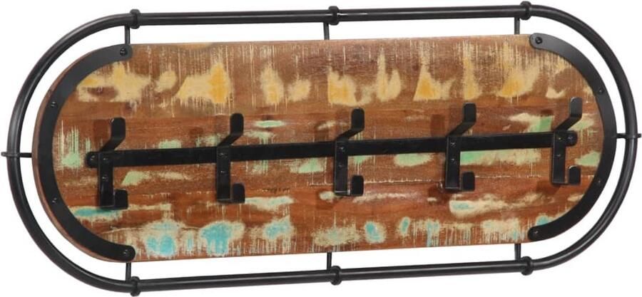 VidaXL Wandkapstok met 5 haken massief gerecycled hout