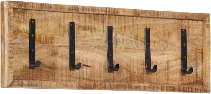 VidaXL Wandkapstok met 5 haken massief mangohout