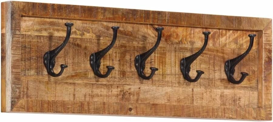 VidaXL Wandkapstok met 5 haken massief mangohout