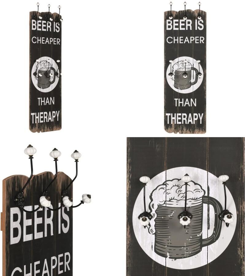 VidaXL Wandkapstok met 6 haken 120x40 cm Kapstok Kapstokken Muurkapstok Muurkapstokken