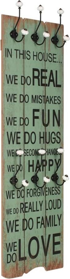 VidaXL Wandkapstok 6 haken 120x40 cm Groen & zwart Vintage Wanddecoratie Retro Kapstok Houten Kapstok Mdf Kapstok Multifunctionele Kapstok - Foto 2