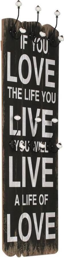 VidaXL -Wandkapstok-met-6-haken-LOVE-LIVE-120x40-cm
