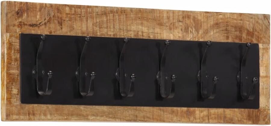 VidaXL Wandkapstok met 6 haken massief mangohout