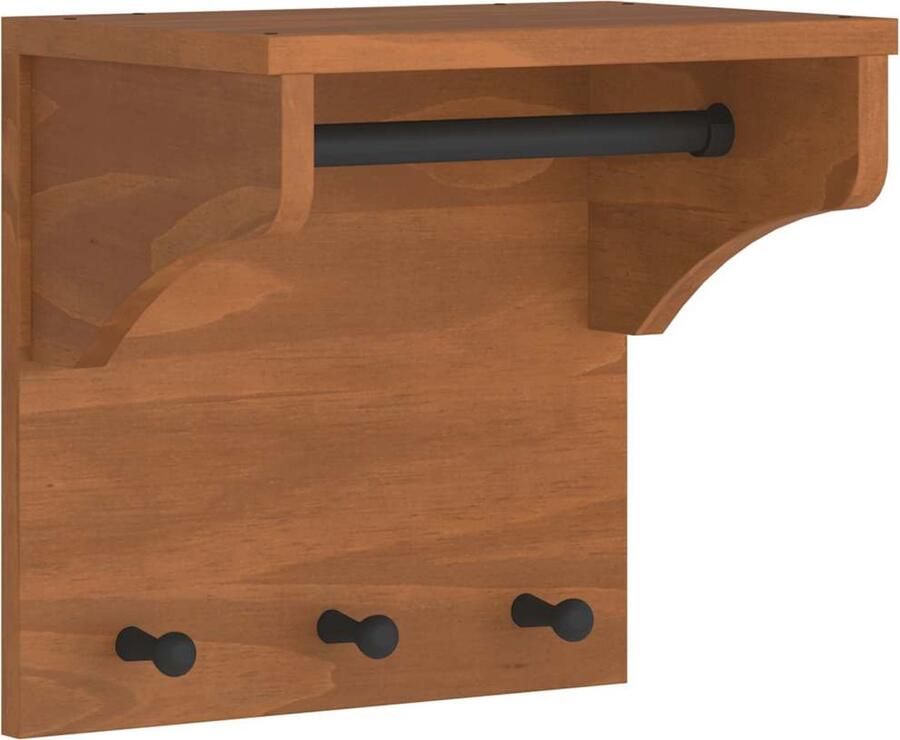 VidaXL Wandkapstok SANDNES 43x30x42 cm massief grenenhout