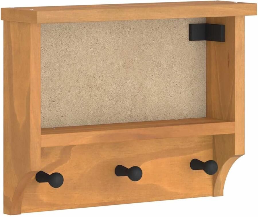 VidaXL Wandkapstok SANDNES 45x12x35 cm massief grenenhout