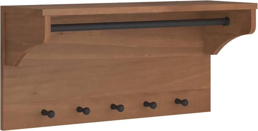 VidaXL Wandkapstok SANDNES 87x30x42 cm massief grenenhout