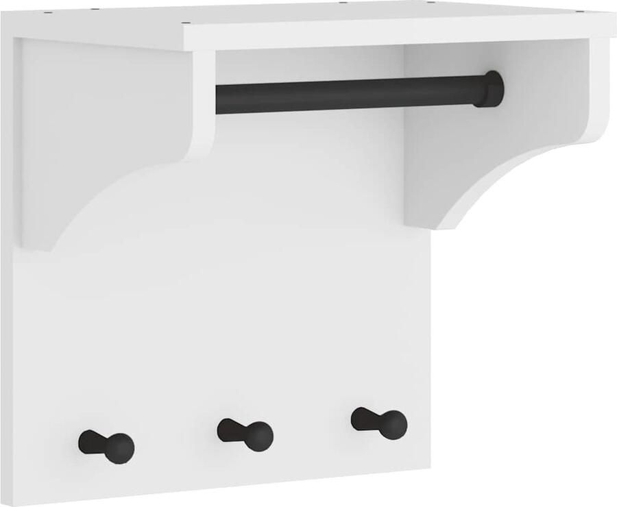 VidaXL Wandkapstok SANDNES wit 43x30x42 cm massief grenenhout