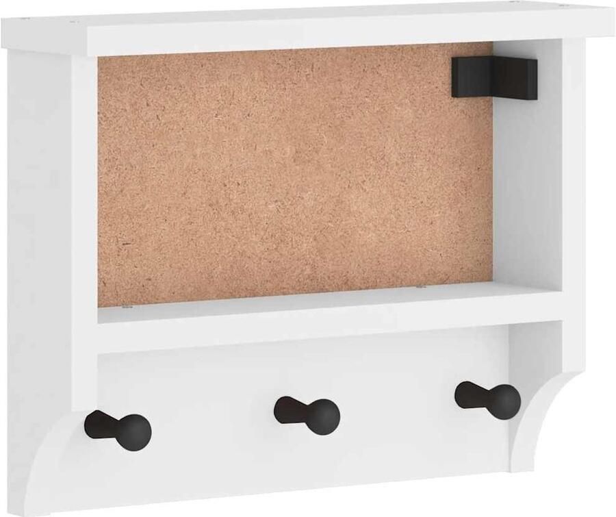 VidaXL Wandkapstok SANDNES wit 45x12x35 cm massief grenenhout