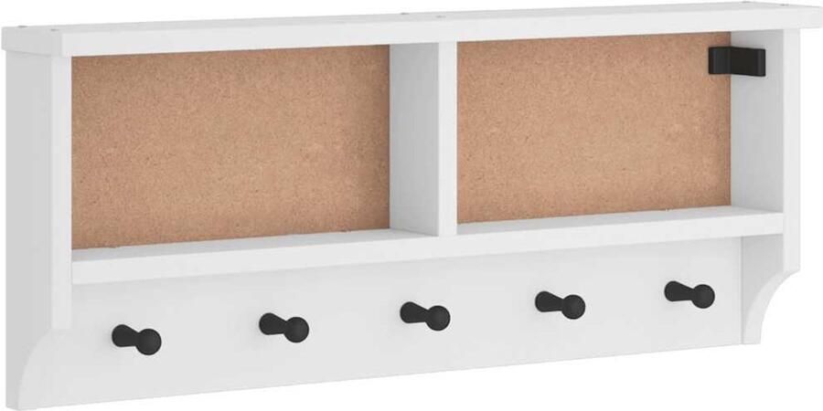 VidaXL Wandkapstok SANDNES wit 87x12x35 cm massief grenenhout