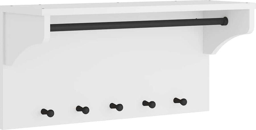 VidaXL Wandkapstok SANDNES wit 87x30x42 cm massief grenenhout