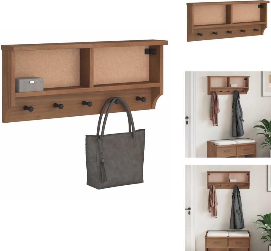 VidaXL Wandkapstok Wandkapstokken Kapstokhaakrek Wandkapstokhanger Wandkapstok SANDNES 87x12x35 cm massief grenenhout