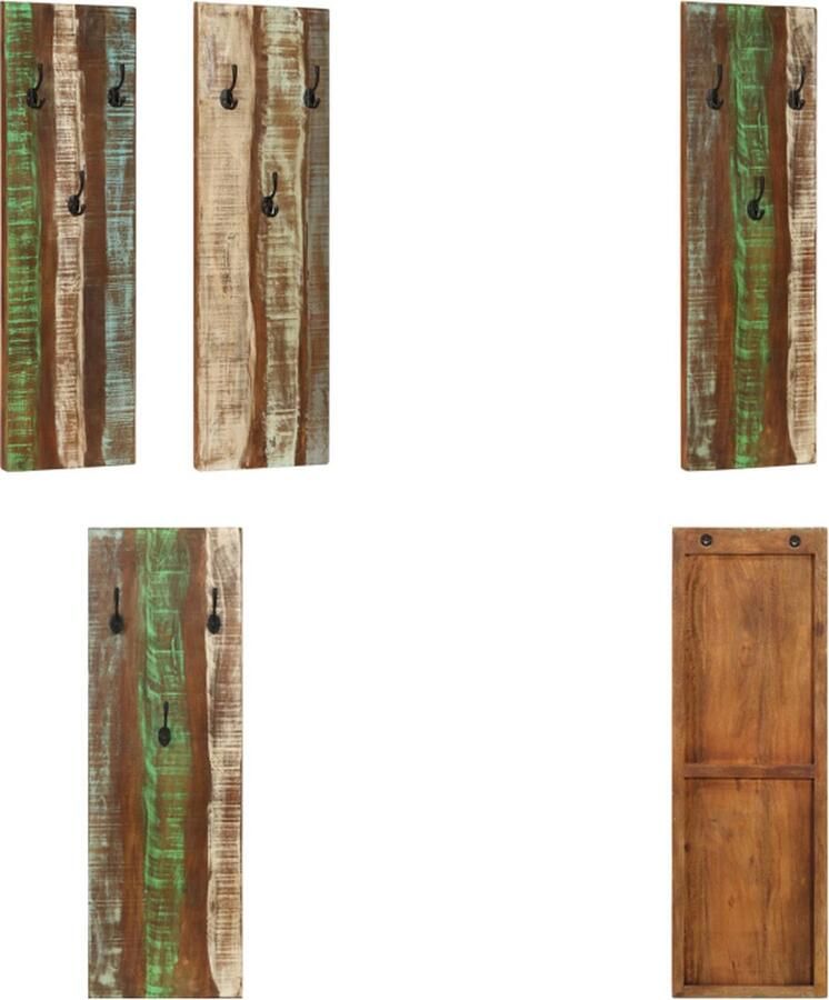 VidaXL Wandkapstokken 2 st 36x3x110 cm massief gerecycled hout Kapstok Kapstokken Houten Kapstok Kledinghanger