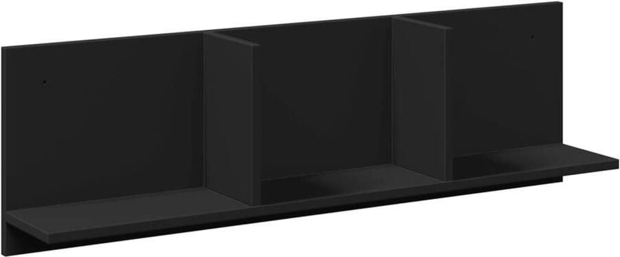 The Living Store Wandkast 100x16 5x30 cm bewerkt hout zwart Wandkast Houten Kast Zwarte Kast Opslagoplossing Minimalistisch Meubilair