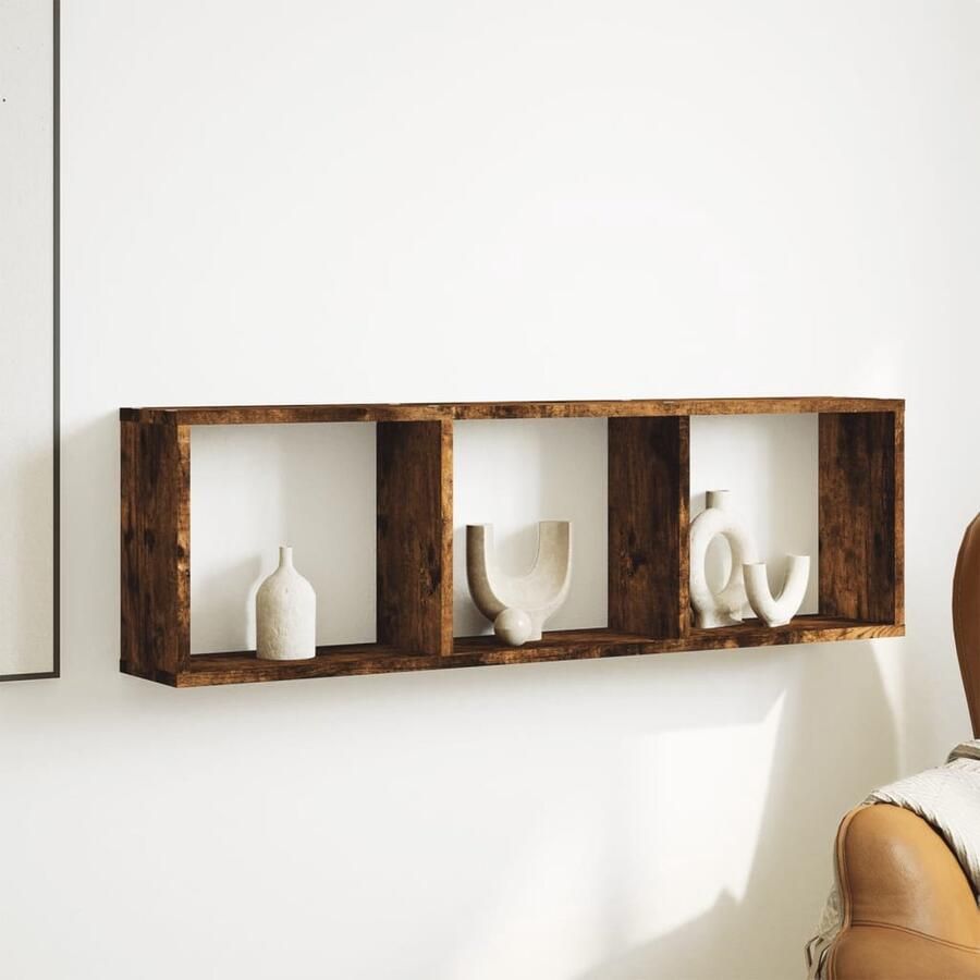 VidaXL Wandkast 100x16x30 cm bewerkt hout gerookt eikenkleurig