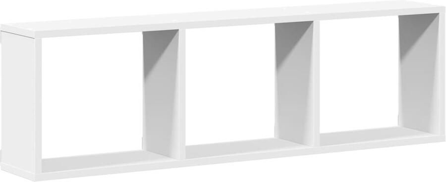The Living Store Wandkast 100x16x30 cm bewerkt hout wit Wandkast Houten Kast Witte Kast Opbergkast Zwevende Kast
