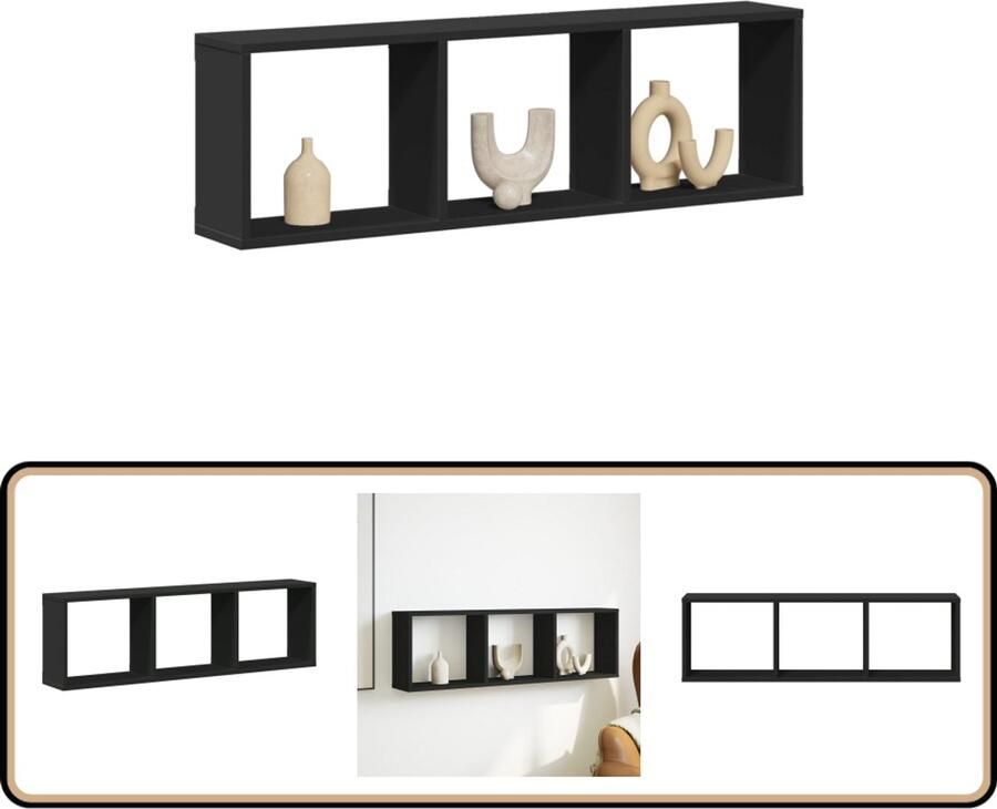 VidaXL Wandkast 100x16x30 cm Bewerkt Hout Zwart Wandkast Houten Kast Zwarte Kast Opbergkast Kleine Kast