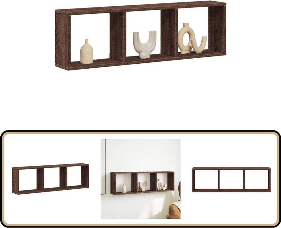 VidaXL Wandkast 100x16x30 cm Bruin Eikenhout Wandkast Houten Kast Opbergkast Zwevende Kast Bruine Eiken Kleur