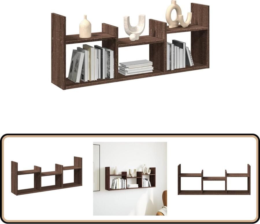 VidaXL Wandkast 100x18x40 cm bewerkt hout bruin eikenkleur