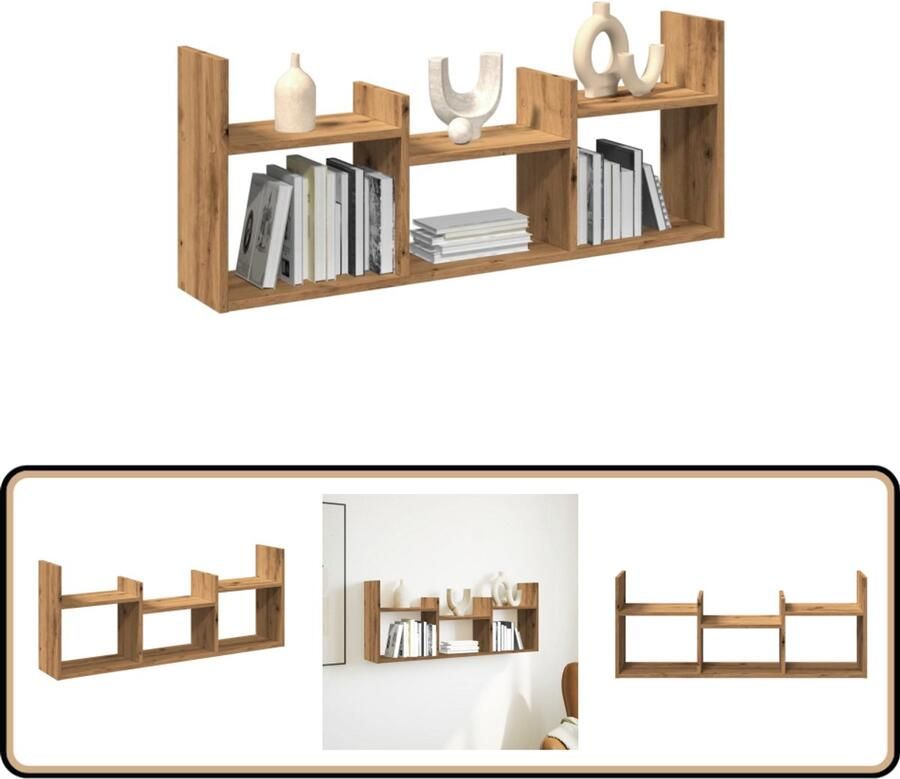 VidaXL Wandkast 100x18x40 cm bewerkt hout eiken Wandkast Houten Kast Opslagkast Eiken Kleur Zwevende Kast