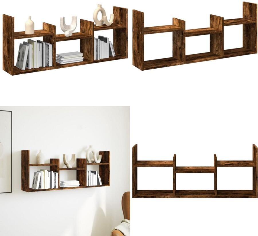 VidaXL Wandkast 100x18x40 cm bewerkt hout gerookt eikenkleurig Wandkast Wandkasten Opbergkast Keukenkast