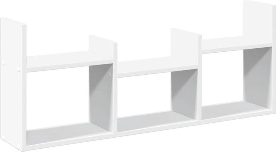 The Living Store Wandkast 100x18x40 cm bewerkt hout wit Wandkast Houten Kast Opbergkast Keukenopbergkast Badkameropbergkast