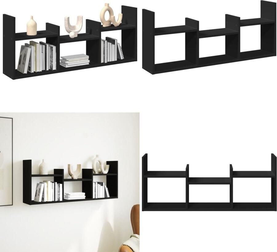 VidaXL Wandkast 100x18x40 cm bewerkt hout zwart