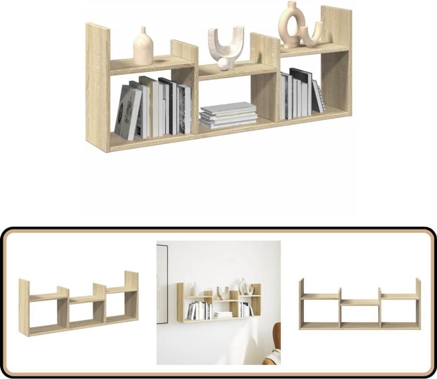 VidaXL Wandkast 100x18x40 cm Sonoma Eiken Wandkast Houten Kast Opbergkast Salontafel Tv-stand