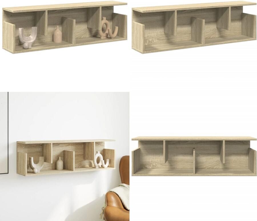 VidaXL Wandkast 100x20x30 cm bewerkt hout sonoma eikenkleurig Wandkast Wandkasten Opbergkast Keukenkast