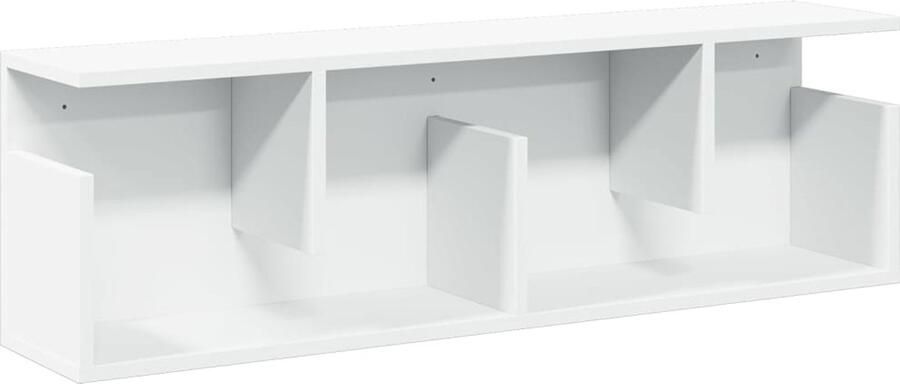 The Living Store Wandkast 100x20x30 cm bewerkt hout wit Wandkast Houten Kast Opslagoplossing Badkamerkast Livingkast